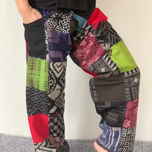 HW0090 Extra Lenght patch work , Cotton Unisex Thai fisherman pants, Thai Fisherman Pants Wide Leg pants, Wrap pants