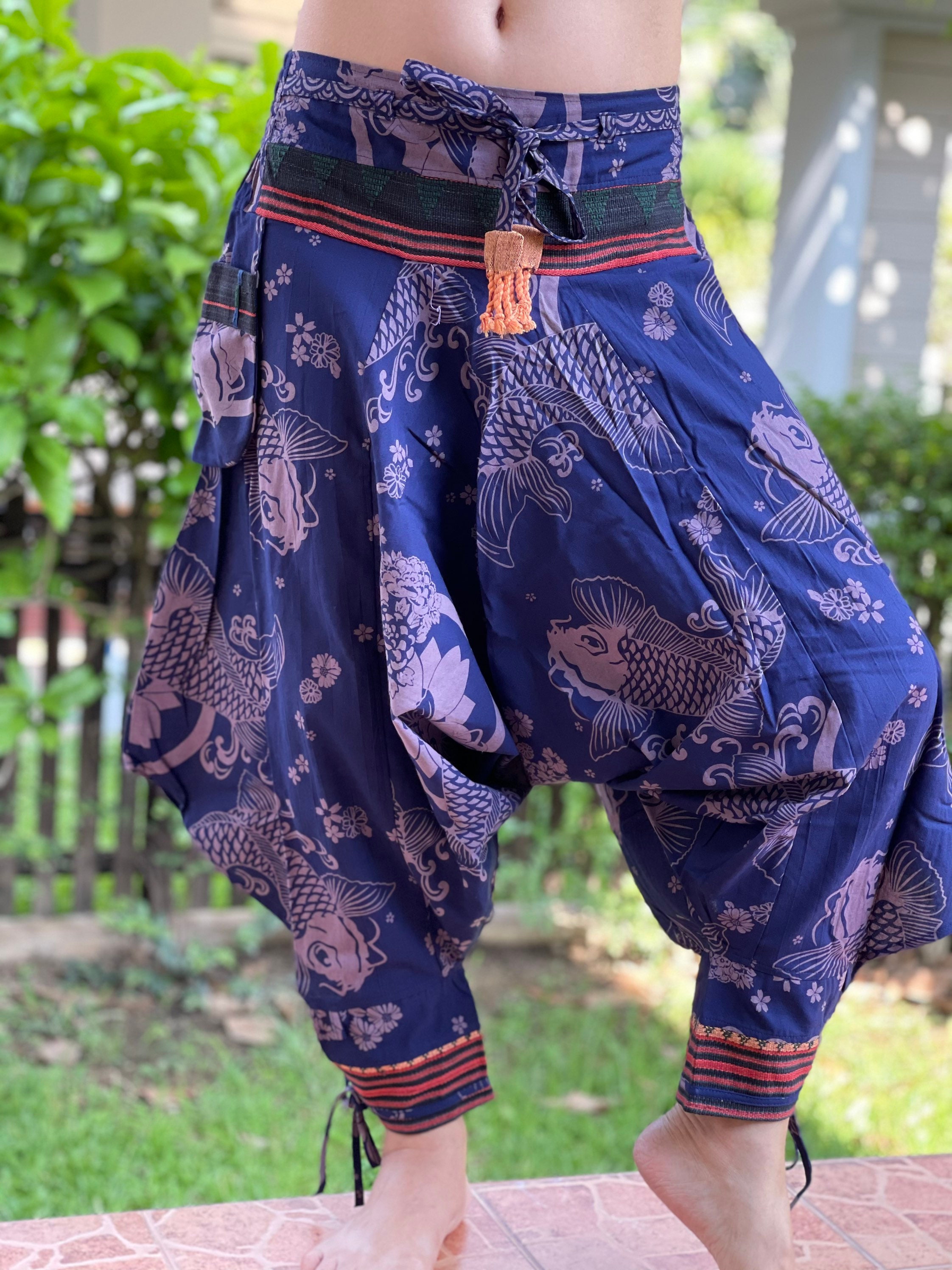 BT0075 Thai Hill Tribe Fabric Women's Harem Pants With Ankle