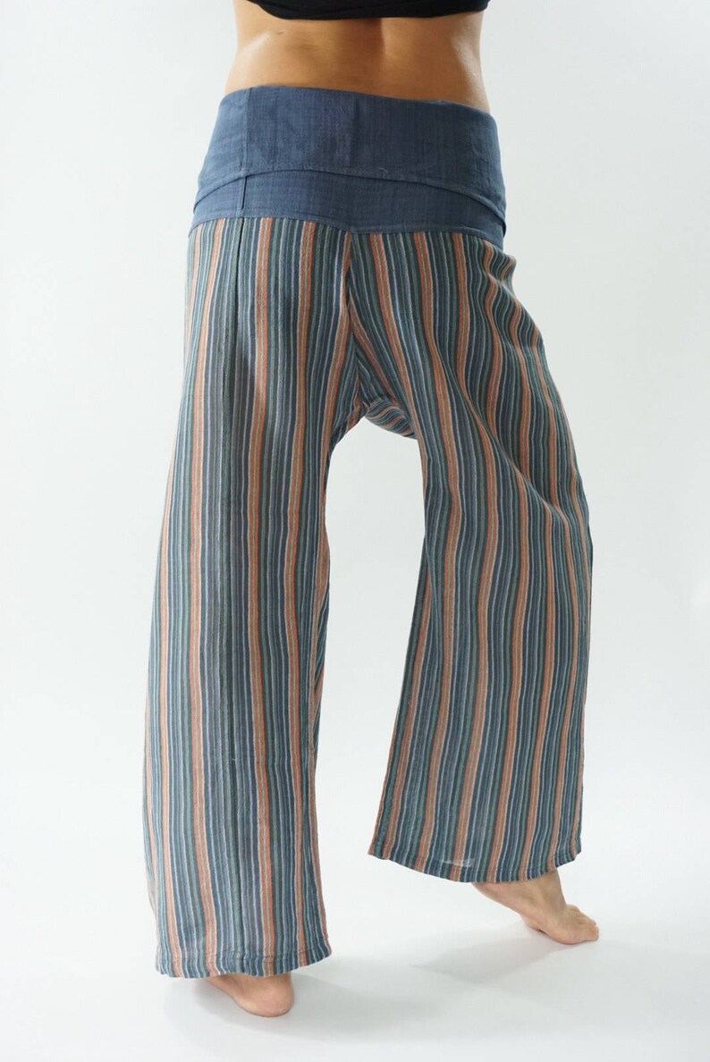 HW0007 Handwoven Cotton Fisherman Pants Wide Leg Pants Wrap Etsy