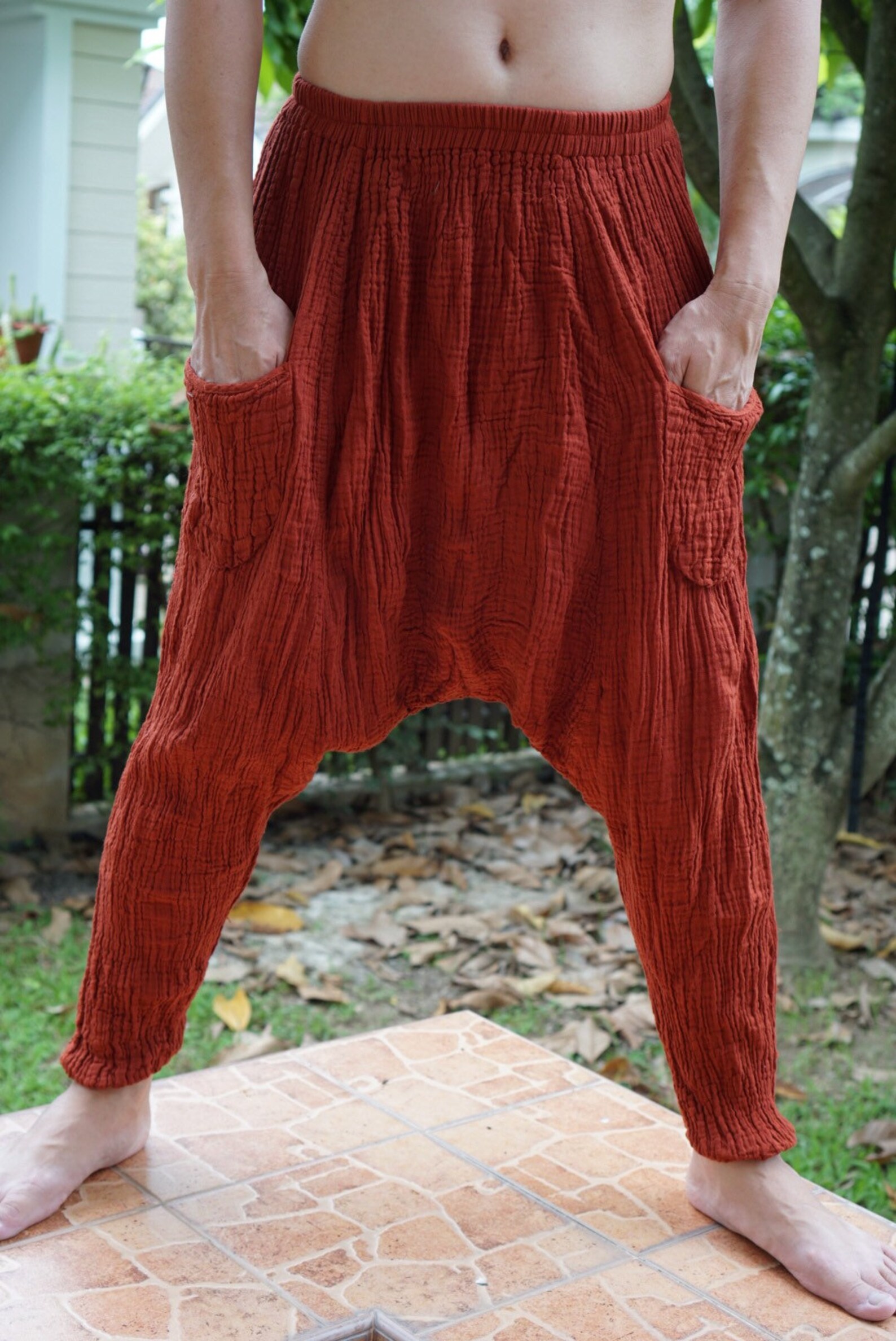 CG0071 Soft Cotton Gauze Harem Pants Gauze Baggy Unisex Harem Etsy