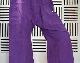 FP0033 Elastic waist Thai Fisherman Pants Wide Leg pants, Wrap pants, Unisex pants, Thai Fisherman Pants, Cotton