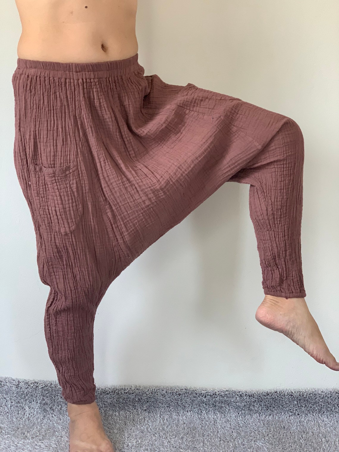 CG0137 Cotton Gauze Pants Harem Pants Super Soft Baggy Unisex Etsy