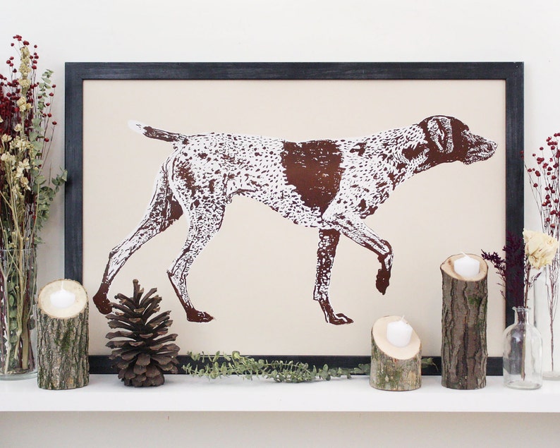 Gun Dog Pointer German Shorthaired Pointer Print Handmade Etsy