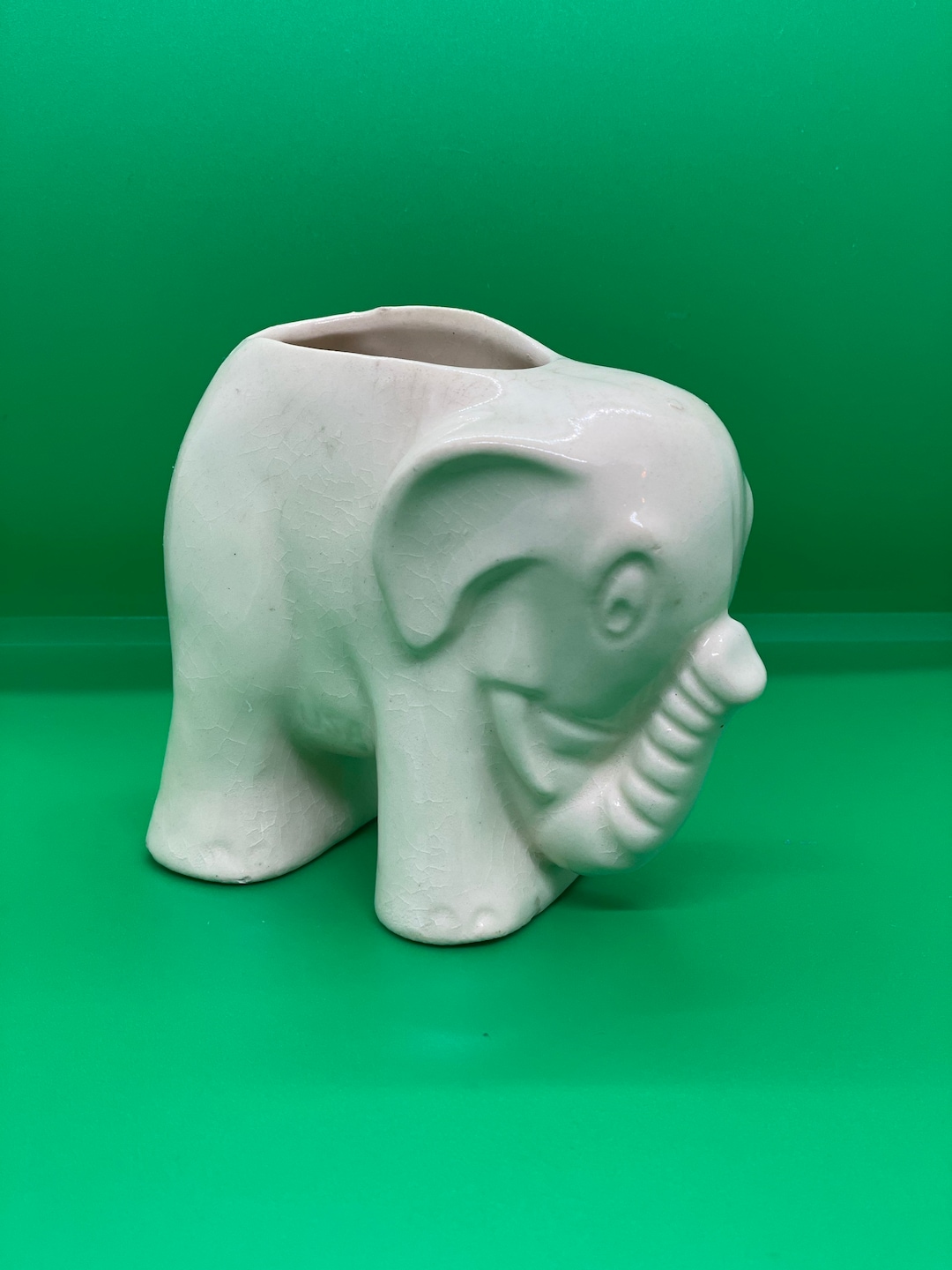 White Elephant Glazed Elephant Pottery Vase Pot Plant Etsy