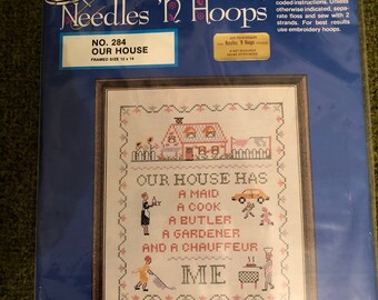 Needles /'N Hoops Stamped Cross Stitch Kit Graduation Sampler 173 Vintage 1973