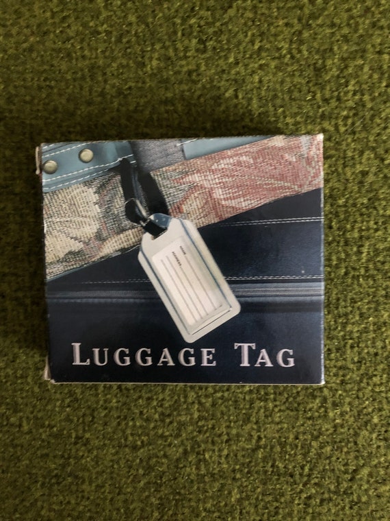 Vintage Luggage Tag Silver With Black Strap Never 