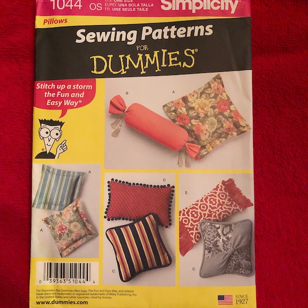 Uncut Factory Fold Sewing Pattern Simplicity 1044 Pillows In Various Styles Patterns For Dummies Copyright 2019 Originally Sold For 17.95