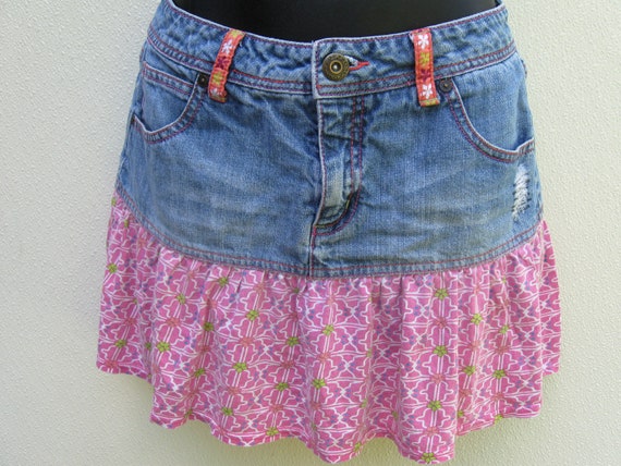denim skirt with attached shorts