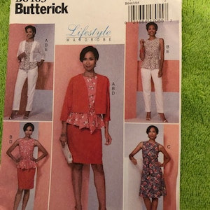 Uncut Factory Fold Pattern Butterick B6463 Lifestyle Wardrobe Sizes 14 To 22 Easy Misses&#39; Jacket Top Dress Skirt And Pants Copyright 2017