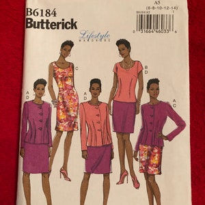 Uncut Factory Fold Butterick Sewing Pattern B6184 Lifestyle Wardrobe Sizes 6 8 10 12 14 Easy Misses&#39; Jacket Top Dress And Skirt 2015 McCall