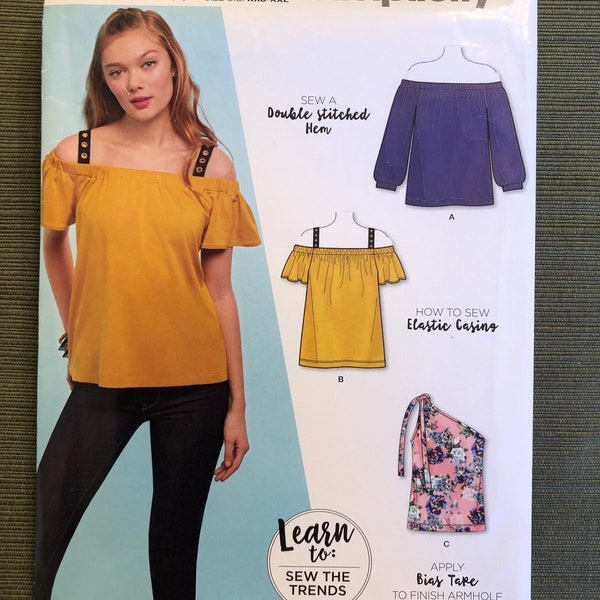 Uncut Factory Fold Sewing Pattern Simplicity D0959 Sizes XXS To XXL Learn To Sew The Trends Misses' Knit Tops Copyright 2018 Sold For 19.95