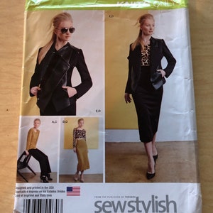 Uncut Factory Fold Sewing Pattern Simplicity 1070 Sewstylish Sizes 4 6 8 10 12 Misses Knit Top Two Lengths Skirt Pants Jacket Copyright 2015