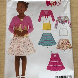 Uncut Factory Fold Sewing Pattern New Look 6582 Kids Sizes 3 4 5 6 7 8 Skirts Dress Tank Top And Jacket
