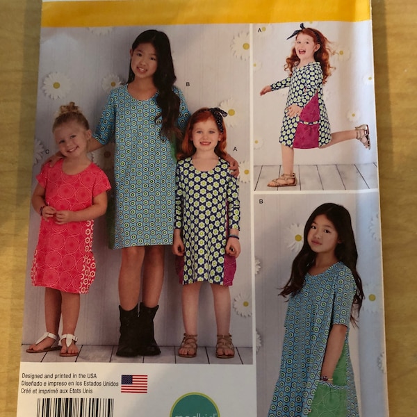 Uncut Factory Folded Sewing Pattern Simplicity 8147 Sizes 3 4 5 6 Child's And Girls' Knit Dresses Modkid Studio Originally Sold For 17.95