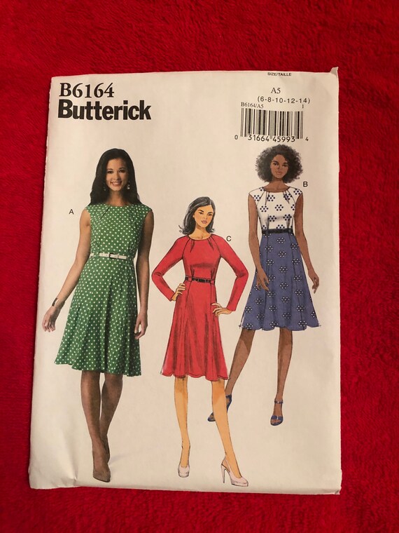 Uncut Factory Fold Butterick Sewing Pattern B5317 Fast And Easy Maggy London Sizes 8 10 12 14 Very Easy Misses' Dress 2009 McCall Co