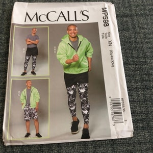 Uncut Factory Folded McCall&#39;s Pattern MP598 Sizes XL XXL XXXL Men&#39;s Jacket, Shorts, Leggings Copyright 2017 Sold For 19.95 17 Pattern Pieces