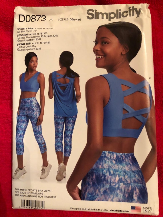 Uncut Factory Fold Sewing Pattern Simplicity D0873 Sports Bras Misses' Knit  Sports Bras Copyright 2018 Originally Sold for 19.95 