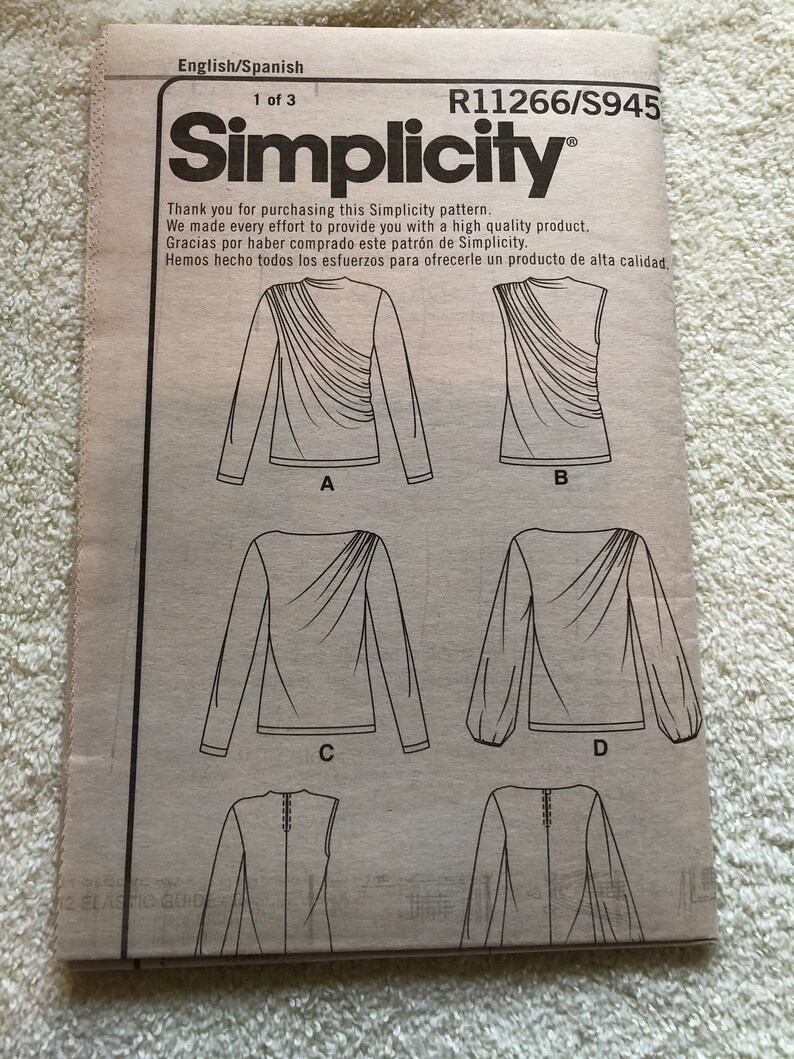 Uncut Factory Folded Sewing Pattern Simplicity R11266 Sizes 6 8 10 12 ...
