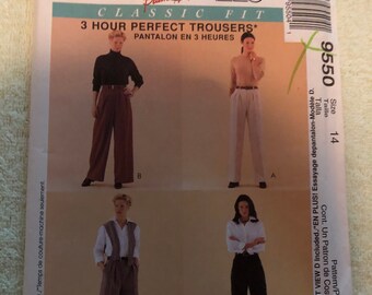 vintage 1990s McCalls sewing pattern 9550 Misses pants shorts and fitting shell size 8 UNCUT