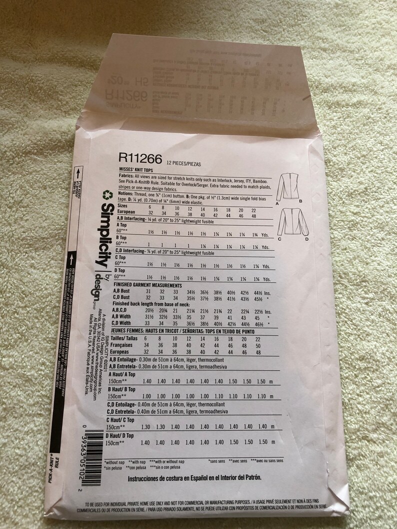 Uncut Factory Folded Sewing Pattern Simplicity R11266 Sizes 6 | Etsy
