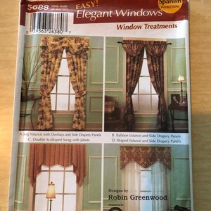 Uncut Factory Fold Sewing Pattern Simplicity 5688 Home Decorating Easy Elegant Windows Treatments Designs Robin Greenwood Trimmings Conso