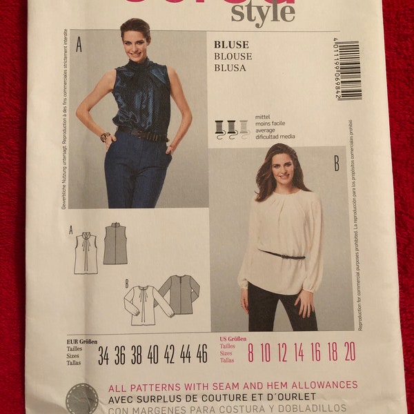 Uncut Factory Folded Burda Style Sewing Pattern 6984 Sizes 8 10 12 14 16 18 20 Bluse Blouse Blusa