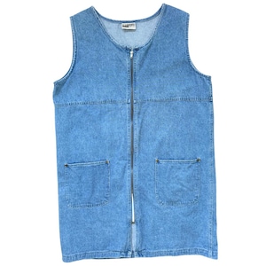 Vintage Eldorado Reserve Zipper Front Sleeveless Denim Dress | 1990s | Extra-Large