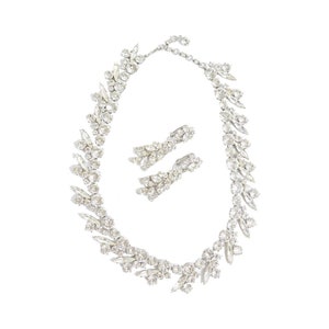 Vintage Sherman Ornate Crystal Necklace and Earring Set 1950s-1960s
