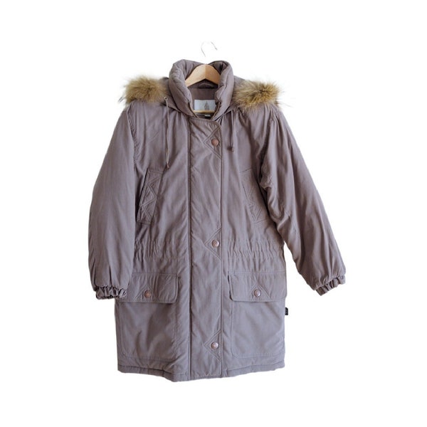 Parka vintage London Fog avec capuche doublée de fausse fourrure | Années 80 | Petit