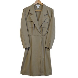 SALE Vintage Beige Utilitarian Style Wool Trench Dress | 1970s | Small
