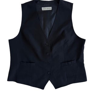 Vintage Minimalist Black Suit Vest | 1980s-1990s | Medium-Large