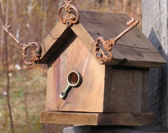 Unique Custom Rustic Re-purposed Recycled Hinged Salvaged Barn Board Birdhouse