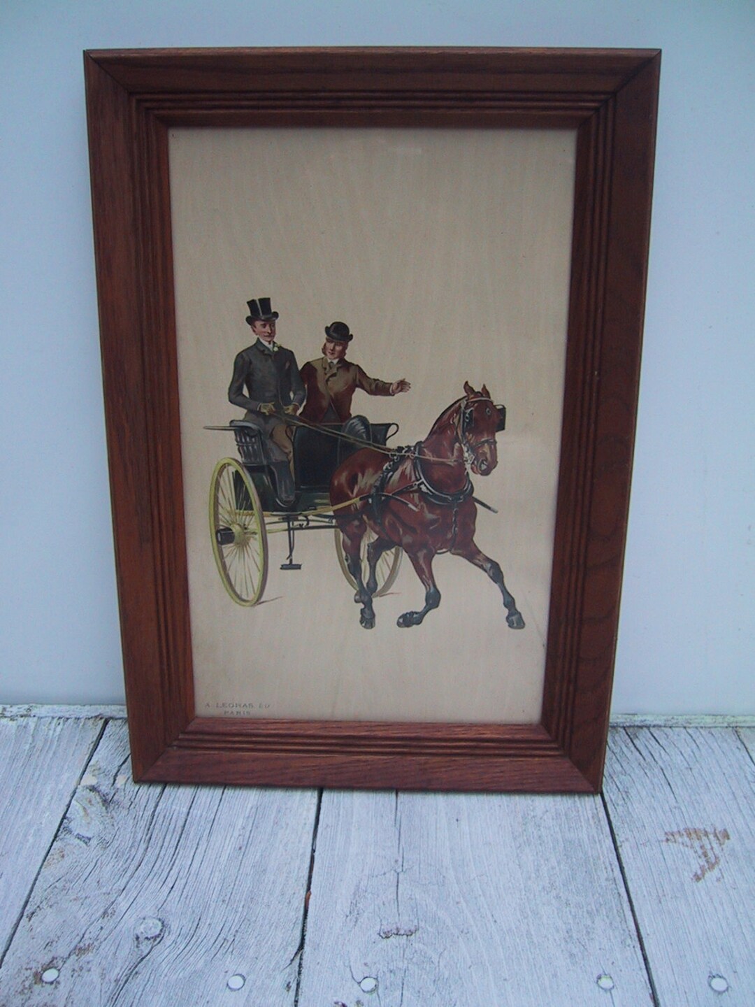 Vintage Signed Horse and Buggy Print - Etsy