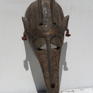 Authentic  Hand Carved African Mask Vintage Wall Hanging Tribal Decor