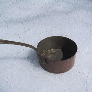 Antique Hammered Copper and Brass Sauce Pan