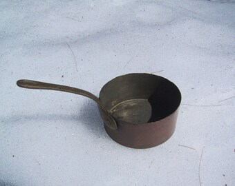 Antique Hammered Copper and Brass Sauce Pan