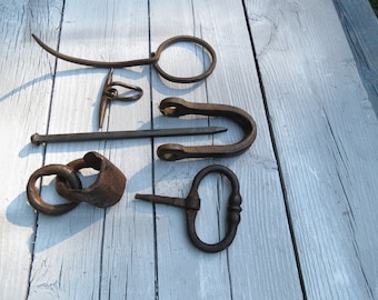 Mixed Lot Of Vintage Antique Hand Forged Tools and Implements