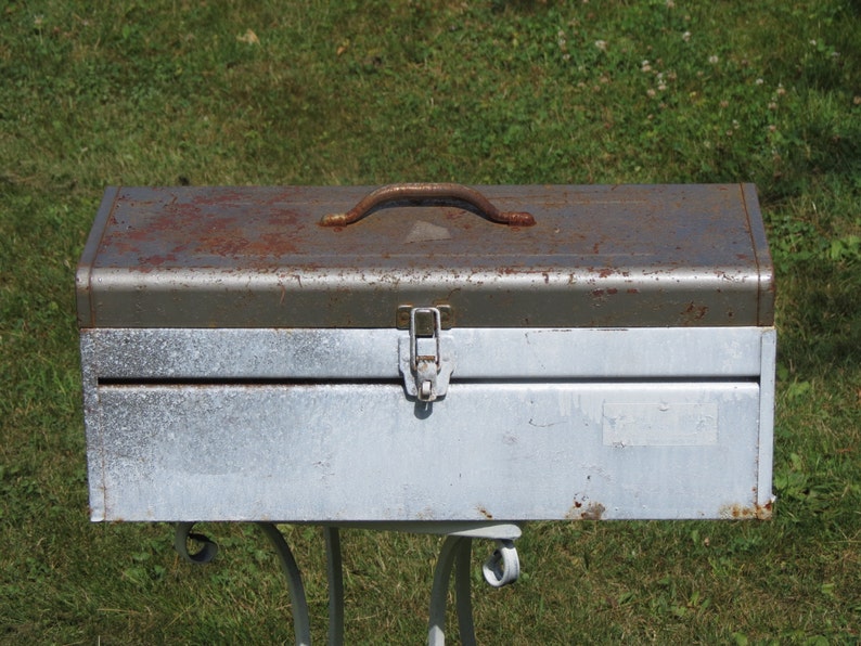 Old Tool Box With White Paint and Rusty Patina Etsy