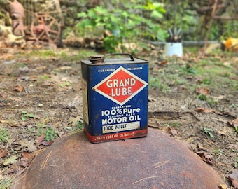 Vintage Unusual 2 Gallon Grand Lube Oil Can Old New England Barn Treasures