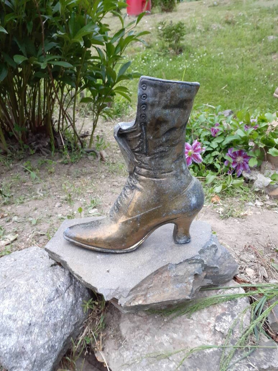 Vintage Elegant Ladies Brass High Heel Shoe Statue with Patina Etsy