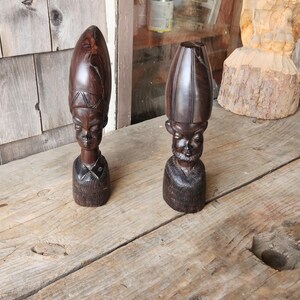 Vintage Pair of African Carved Ebony Statues