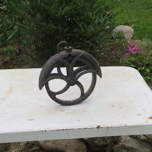 Vintage Black Iron Pulley DIY Repurpose Light Salvaged Barn Finds image 1