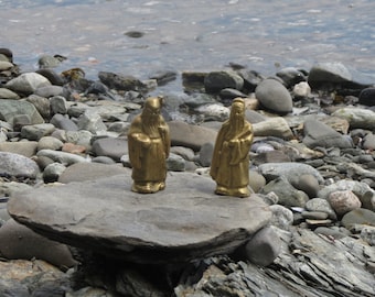 Pair of Vintage Brass Oriental Figurines Asian Home Decor