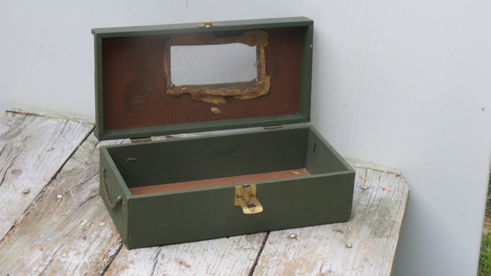 Old Green Box With Sliding Top Etsy