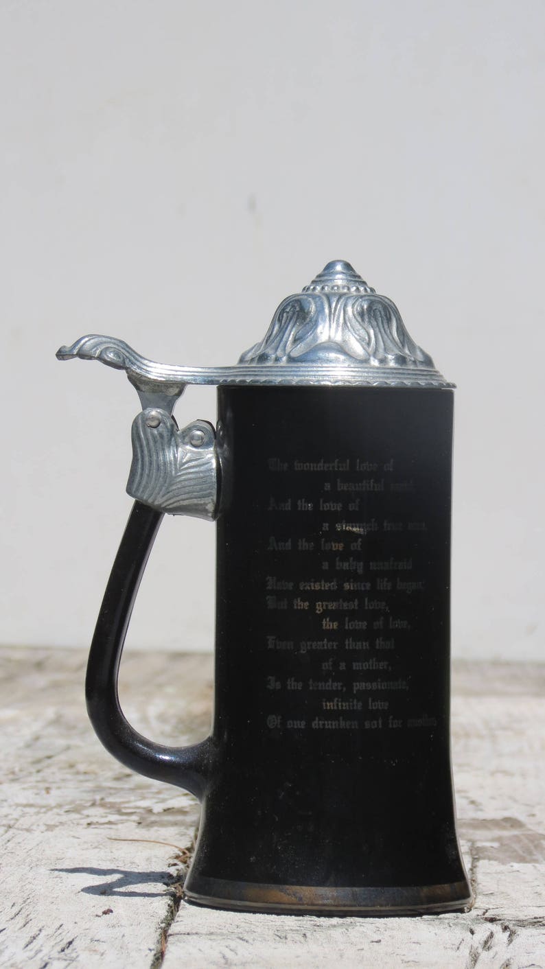 Black Vintage VIP Beer Stein With Metal Lid Etsy