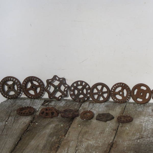 Sweet Old Barn Treasures Lot of 14 Old Rusty Faucet Handles Sensational Steampunk Decor