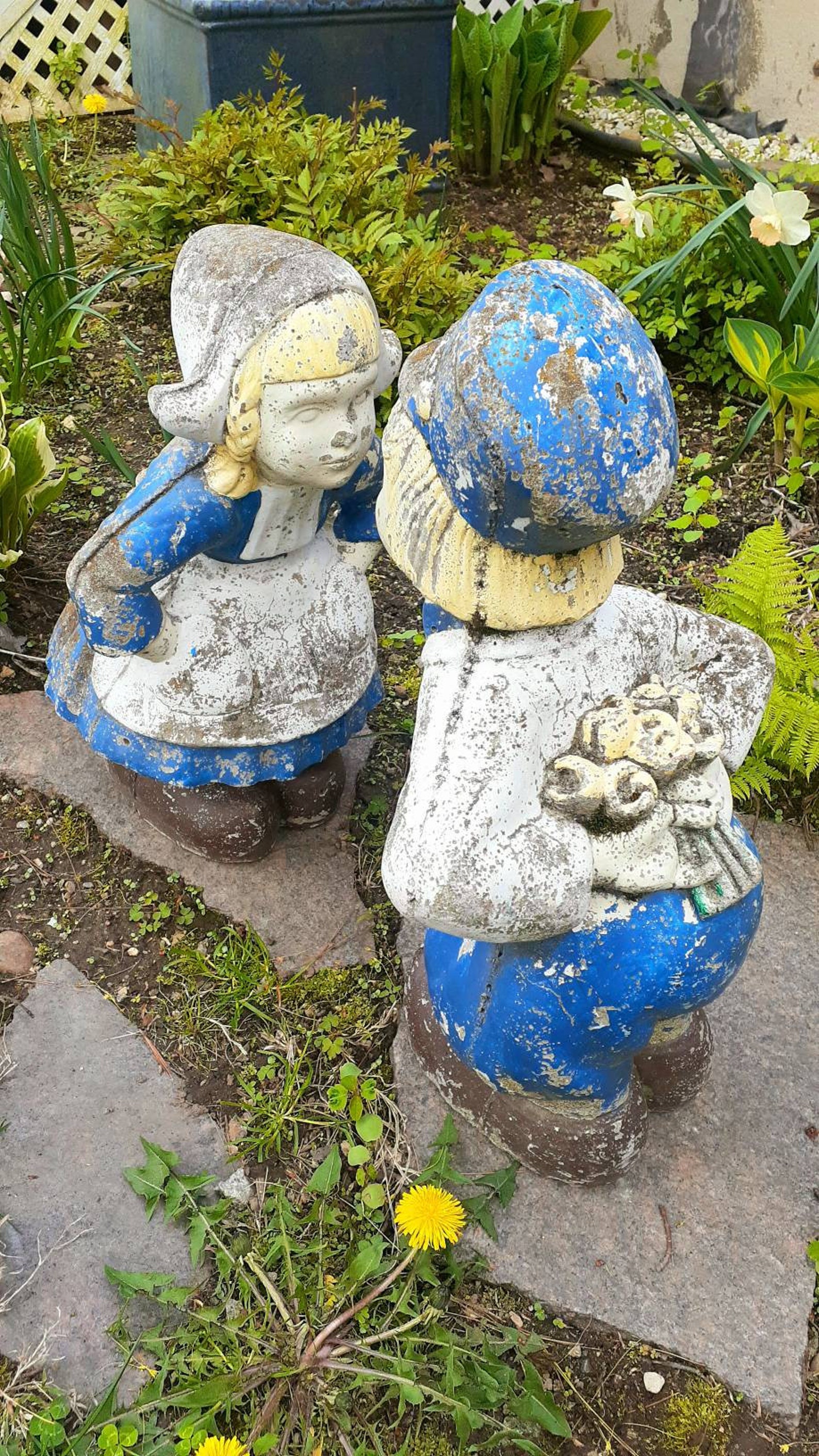 Pair of Vintage Concrete Statues Dutch Boy and Girl Kissing Etsy