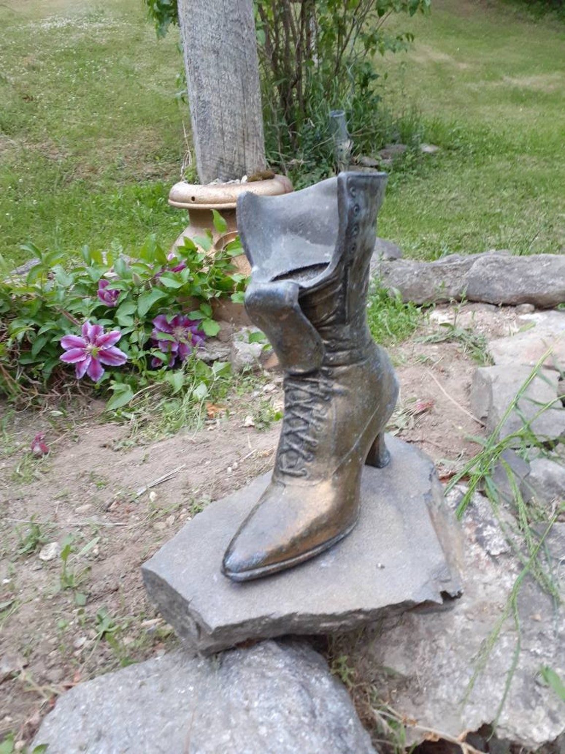 Vintage Elegant Ladies Brass High Heel Shoe Statue With Patina Etsy