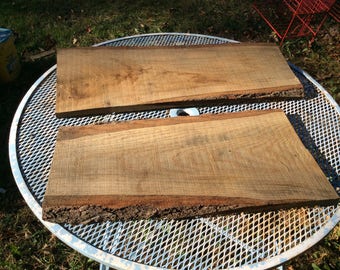 Pair of Rough Cut Oak Live Edge Slabs DIY Table Tops