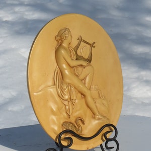 Vintage Roman Wall Décor Harp Playing Mythological Maiden